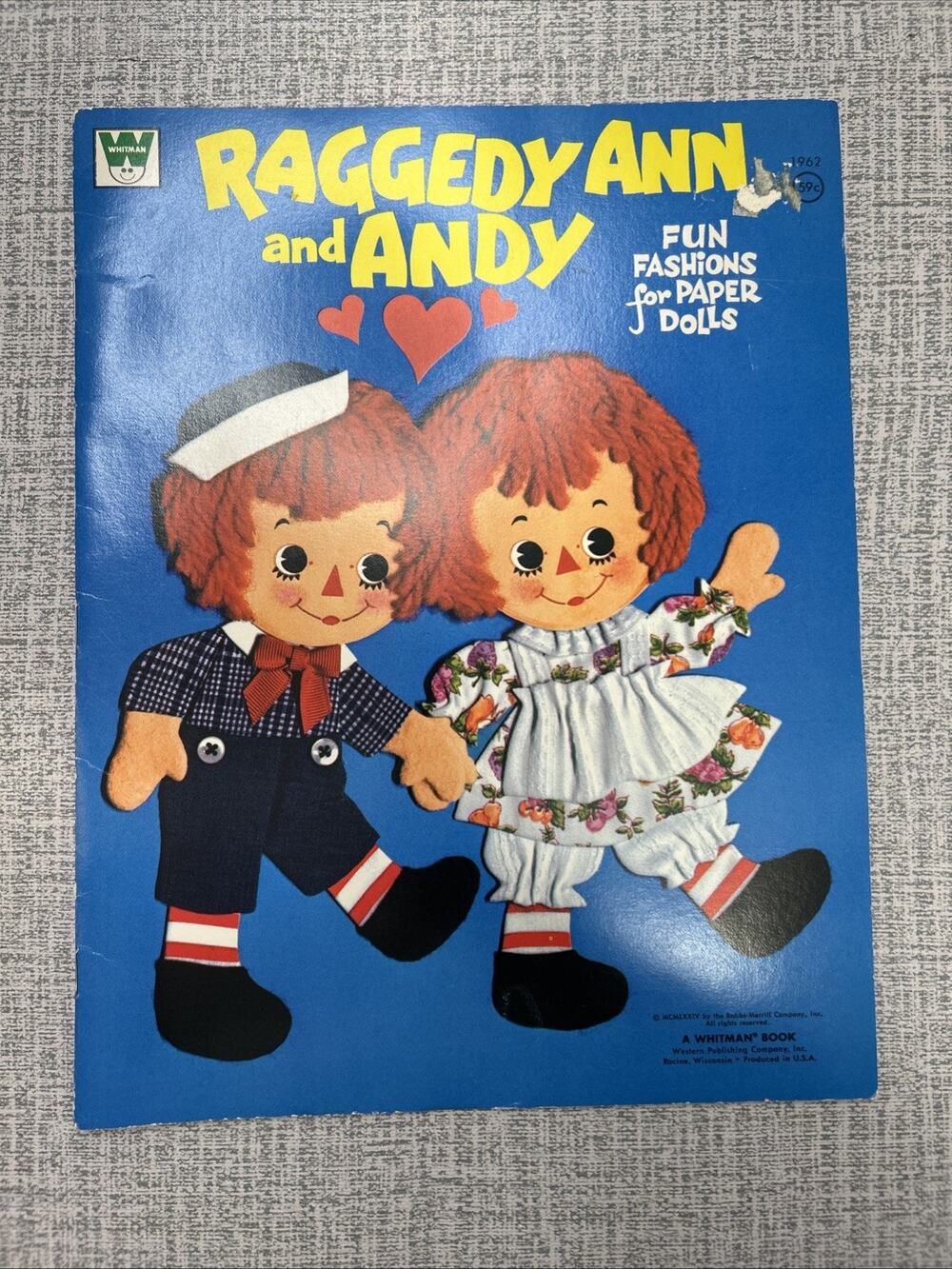 Raggedy Ann and Andy Paper Dolls 1962 Uncut Whitman Paper Book